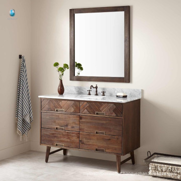 48'' factory price wholesale natural wood furniture single lavatory basin floor mount bathroom vanity